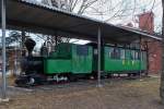 Schmalspur-Dampflok 3 der RLR in Riihimki, 29.4.13     Die Riihimki-Loppi-Bahn wurde 1907 als leichte Pferdebahn mit 600 mm Spurweite erbaut, um Holz und Ziegel zu transportieren.