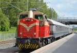 Eine Diesellok Dv 12  2714 im Bahnhof  Vaasa/Finnland.