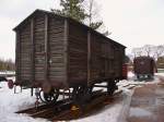 Ein historischer Güterwagen im Finnischen Eisenbahnmuseum in Hyvinkää, 14.4.13 