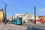 Straßenbahn Škoda ForCity Smart Artic X34 #05 der Linie 3 am 15.07.2021, Hämeenkatu, Tampere.