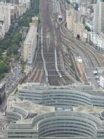 Hier zu sehen das Gleisfeld des  Gare Montparnasse  mit einem TGV und einem anderen Triebzug.
