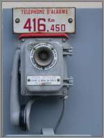 Alarmtelefon am Bahnhof Andelot(Jura) 416,450km von Paris entfernt. (05.06.2007)