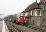Ehem. VFLI 018 mit Containerzug aus dem Straßburger Hafen. // Krimmeri-Meinau // 27.03.2013
