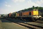 August 1988 : ein kurzer Gterzug wartet im Bahnhof Sarreguemines.