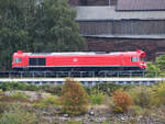 Die Diesellokomotive 077 012-8 in den Farben der Deutschen Bundesbahn.