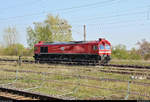 077 023-5 (EMD JT42CWR) der Mitteldeutschen Eisenbahn GmbH (MEG) als Tfzf zweigt im Bahnhof Angersdorf von der Bahnstrecke Halle–Hann.