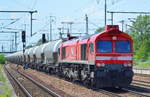 MEG - Mitteldeutsche Eisenbahn GmbH mit  077 012-8  [NVR:  92 87 0077 012-8 F-MEG ] und Zementstaubzug (leer) Richtung Rüdersdorf am 05.06.19 Bahnhof Flughafen Berlin-Schönefeld.