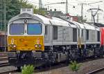 zwei werksneue Class 66 der franz. Euro Cargo Rail gezogen von VEOLIA´s E189 095 am 03.08.2009 in Kln-West