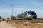 Am 30.03.2017 war SNCF TER Alsace X73903 als IRE (Freiburg (Brsg) Hbf - Mulhouse Ville) unterwegs, als dieser kurz vor Müllheim (Baden) in Richtung Frankreich fuhr.