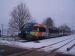 Triebwagen X 73905 im Bahnhof Oermingen am 21/12/10, mit einem Zug nach Strassburg.