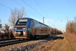 Durchfahrt von SNCF X73917 am 23.12.2013 als RE/IRE 87489 (Mulhouse-Ville - Freiburg (Brsg) Hbf) durch den Bahnhof von Heitersheim gen Freiburg.