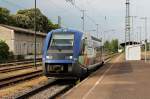 Am 25.04.2014 fuhr SNCF TER Alsace X73905 als RB nach Mulhouse Ville aus dem Bahnhof von Müllheim (Baden).