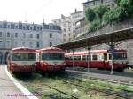 Nebenbahnidylle mitten in der Grostadt:  In Lyon Saint-Paul sind hier drei EAD (Caravelle) Garnituren in klassischer Farbgebung zu sehen.