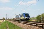 Nachschuss auf SNCF Alsace X73902 als IRE (Mulhouse-Ville - Freiburg (Brsg) Hbf) am 13.04.2014 zwischen Müllheim (Baden) und Buggingen.