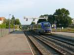 Ausfahrt der beiden Triebwagen X73569+X73547 aus dem Bahnhof Haguenau als Regionalzug TER30595 nach Strasbourg.
07.06.2007 Haguenau