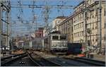 Dichter Verkehr mit wechselnder Spannung im westlichen Bahnhofskopf von Genève.