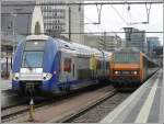 Am 06.06.09 sah es im Bahnhof von Luxemburg eher wie in einem franzsischen Bahnhof aus. Die Computermaus 340 und die Sybic 26168 warten auf ihre jeweilige Abfahrt. (Jeanny)  