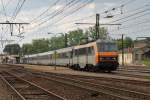 26138 mit IC 3643 Paris Austerlitz-Toulouse Matabiau auf Bahnhof Gourdon am 2-7-2014.