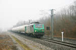 SNCF FRET 427036 hat zum Zeitpunkt der Aufnahme den Bahnhof Bantzenheim in Richtung Mulhouse verlassen.