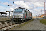 BB 37025 (91 87 0037 025-0 F-AKIEM | Alstom Prima EL3U/4) ist im Bahnhof Großkorbetha auf Gleis 1 abgestellt.