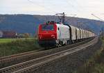 CBRail E37 520 mit Stahlzug in Fahrtrichtung Norden. Aufgenommen zwischen Mecklar und Ludwigsau-Friedlos am 08.11.2015.