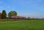 Schwindratzheim - 20. Oktober 2026 : Die Akiem / CFL Cargo BB 37017 hat noch ihre VFLI Lackierung. Hier zieht sie den langen Planwagenzug 489788 von Hausbergen nach Hagondange.
