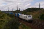 E 37 528 mit der Blauen Wand in Seebergen am 15.08.2011