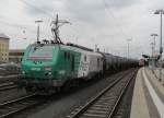 437029 von Akiem / FRET steht am 19. April 2013 mit einem Kesselwagenzug in Bamberg und wartet auf die Ausfahrt in Richtung Lichtenfels.