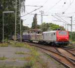 CBrail E37 518 mit leeren Rungenwagen in Lehrte.