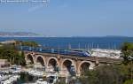 A TGV Duplex transit in Thoule-sur-Mer with the TGV n.