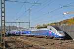 TGV 4728 durchfährt den Bahnhof Gelterkinden. Die Aufnahme stammt vom 16.10.2017.