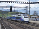 SNCF - TGV 4727 unterwegs im Bahnhofsareal in Liestal am 16.04.2016