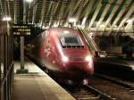 Nach der Ankunft des Thalys aus Richtung Kln, wird dieser gleich die Fahrt in Richtung Brssel Midi und weiter nach Paris Nord fortsetzen.