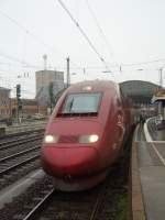 Ein Thalys auf der Fahrt von Kln nach Paris Nord macht einen Zwischenhalt in Aachen.