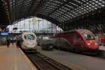 ICE 403 und Thalys 4301 am 09.02.2016 in Köln Hbf.