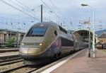 TGV-Duplex 238 steht bereit zur Abfahrt in Richtung Paris in Nice Ville.