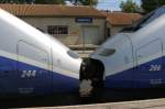 TGV Duplex Doppeltraktion im Bahnhof Narbonne.