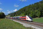 TGV Lyria 4724 fährt am 28.08.2022 Richtung Bahnhof Tecknau.