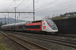TGV Lyria 4721 durchfährt am 04.03.2024 den Bahnhof Gelterkinden.