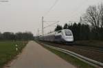 TGV Euroduplex 4723 Richtung Marseille bei Rastatt-Niederbhl. Aufgenommen am 27.03.2013.