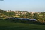 Leider stand mir die Sonne schon etwas zu tief, bzw die Schatten waren mir etwas zu lang, als TGV 9575 Paris-M�nchen den Bogen bei Lonsee passiert. Aufgenommen am 16.07.2013.