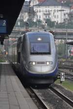 ULM, 03.10.2014, TGV 9591 nach München Hbf bei der Einfahrt in den Hauptbahnhof