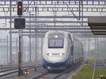 SNCF - TGV 4726 unterwegs im Bahnhofsareal in Muttenz am 23.04.2016