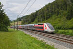 TGV Lyria 4726 fährt am 27.07.2023 Richtung Bahnhof Tecknau.