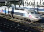 Ein TGV Sud-Est aus Paris ist gerade in Montpellier angekommen. Am 25.10.2008/Foto von der Bahnberfhrung