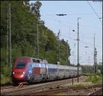 Triebzug 4302 als Thalys nach Paris-Nord bei der Durchfahrt von Stolberg 22.8.09