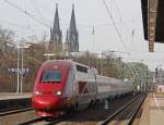 Thalys 4345 am 12.3.11 bei der Durchfahrt duch Kln Messe/Deutz.