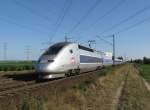 TGV 9552 von Frankfurt(Main)Hbf nach Paris Est.Am 23.08.09 in Lampertheim.