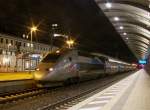 Der Weltrekord TGV 4402 ist als TGV 9552 Frankfurt (Main) - Paris Est am 09.12.2011 in Kaiserslautern