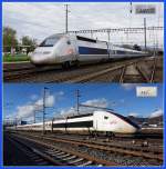 Der TGV Lyria 4407 bei Aarau am 30.12.2012. Am 17.10.2012 in Rupperswil hatte der TGV 4407 noch ein anderes Farbkleid. Erstaunlich, wie eine andere Farbgebung das Aussehen des TGV verndern kann.